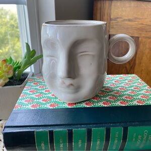 Bloomingville White Ceramic Face Mug EUC